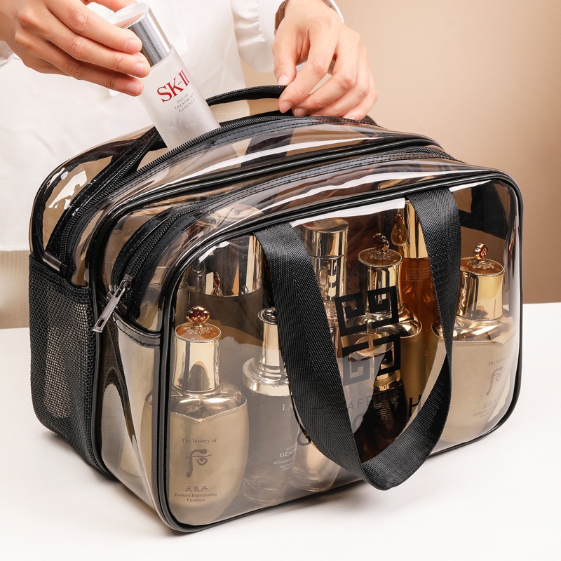 Bolsa cosmética de PVC transparente para viagem/bolsa de higiene portátil à prova d'água d...