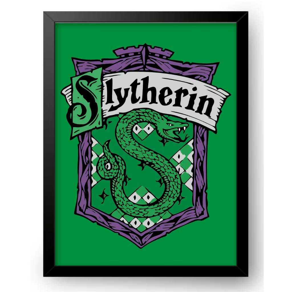 Quadro Decorativo Sonserina Slytherin Harry Potter | Decoração Quarto Geek Mágia (97 letras)