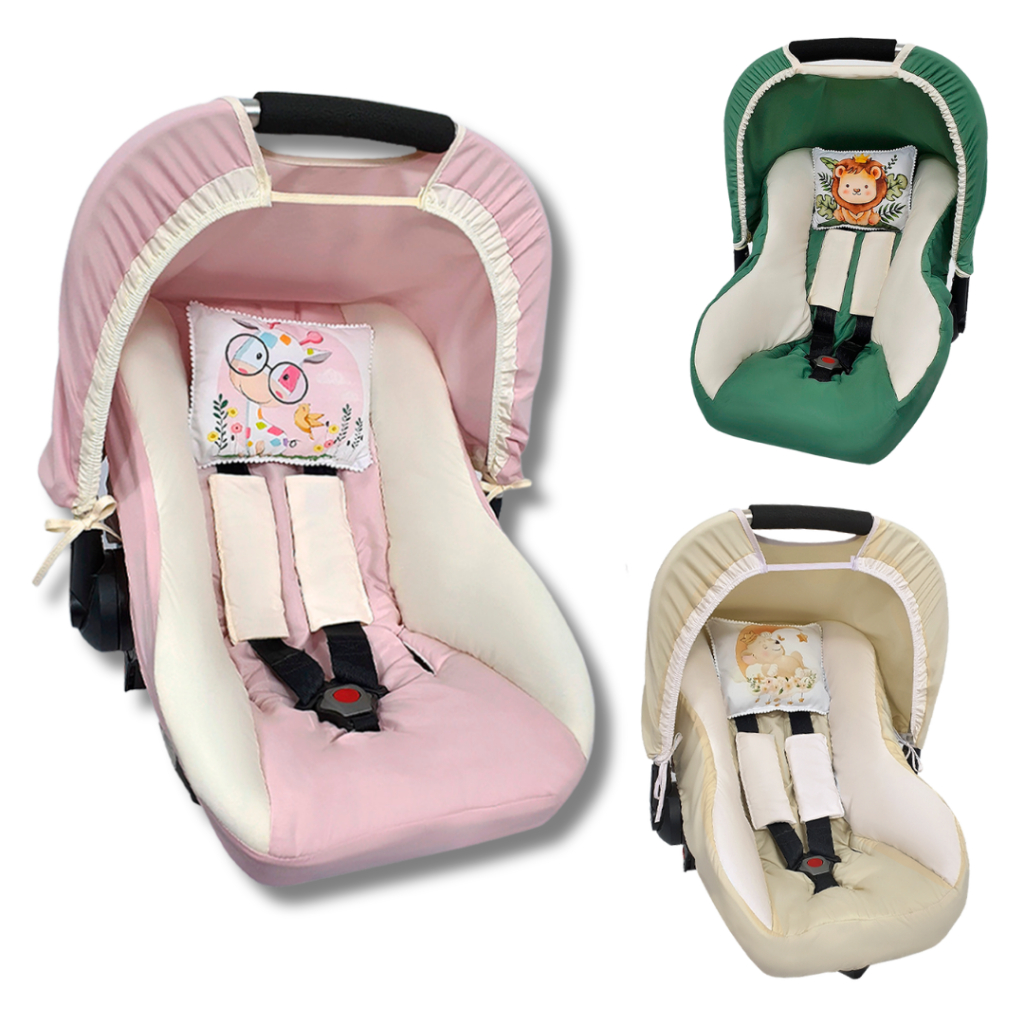 Kit Capa Protetora para Bebê Conforto com Capota e Protetores de Cinto - Menino e Menina