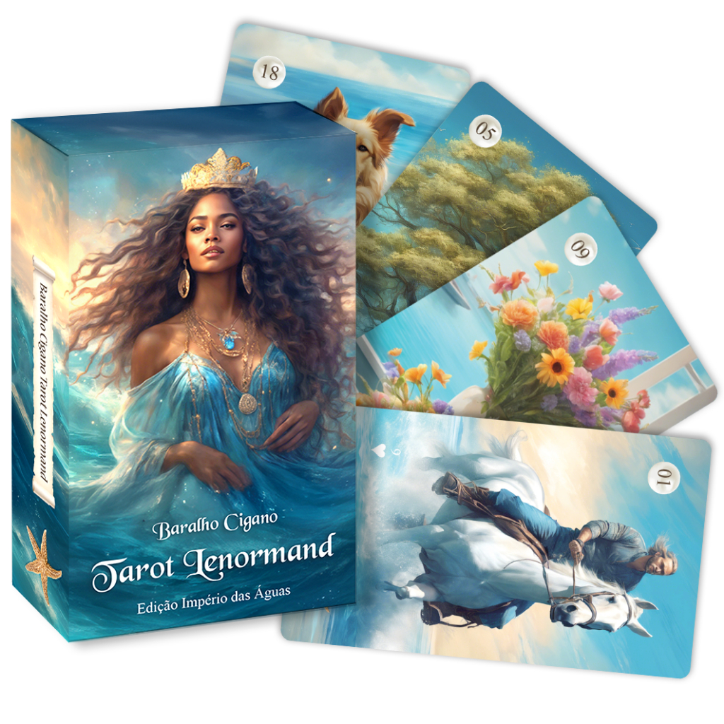 Imagem Baralho Cigano Tarot Lenormand Ed. Império das Águas Idioma Português, 40 cartas + livreto + caixa