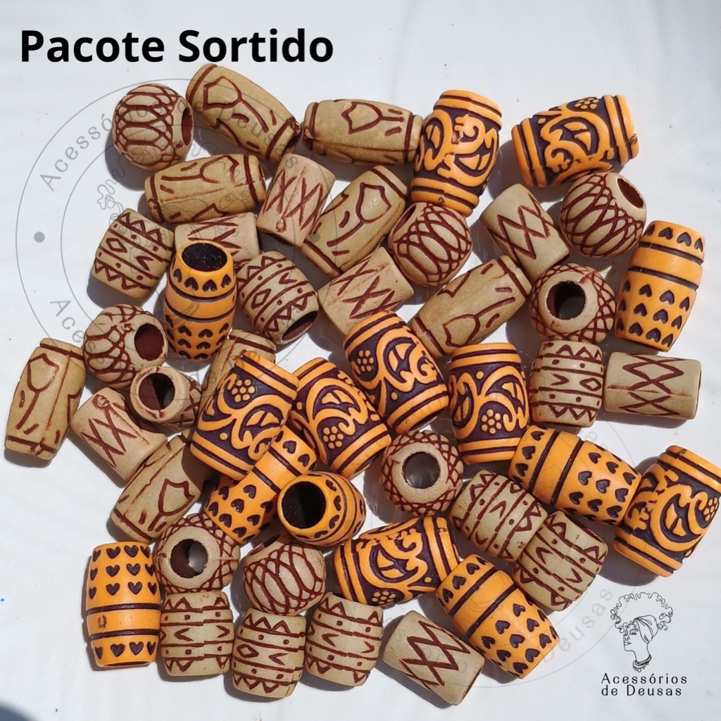 Miçanga entremeio 50 uni Contas madeira étnica Box Braids Pacote Enfeites Anel de dreadlocks pesca isca acessórios