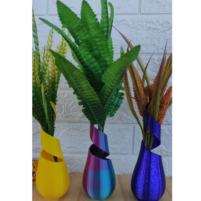 Vaso Decorativo em Espiral Impressão 3D - Varias Cores