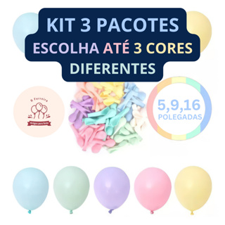 Kit 3 Pacotes Balão Bexiga para Festa Candy Color 5", 9" e 16" PicPic Cores Pastéis em Oferta na Shopee