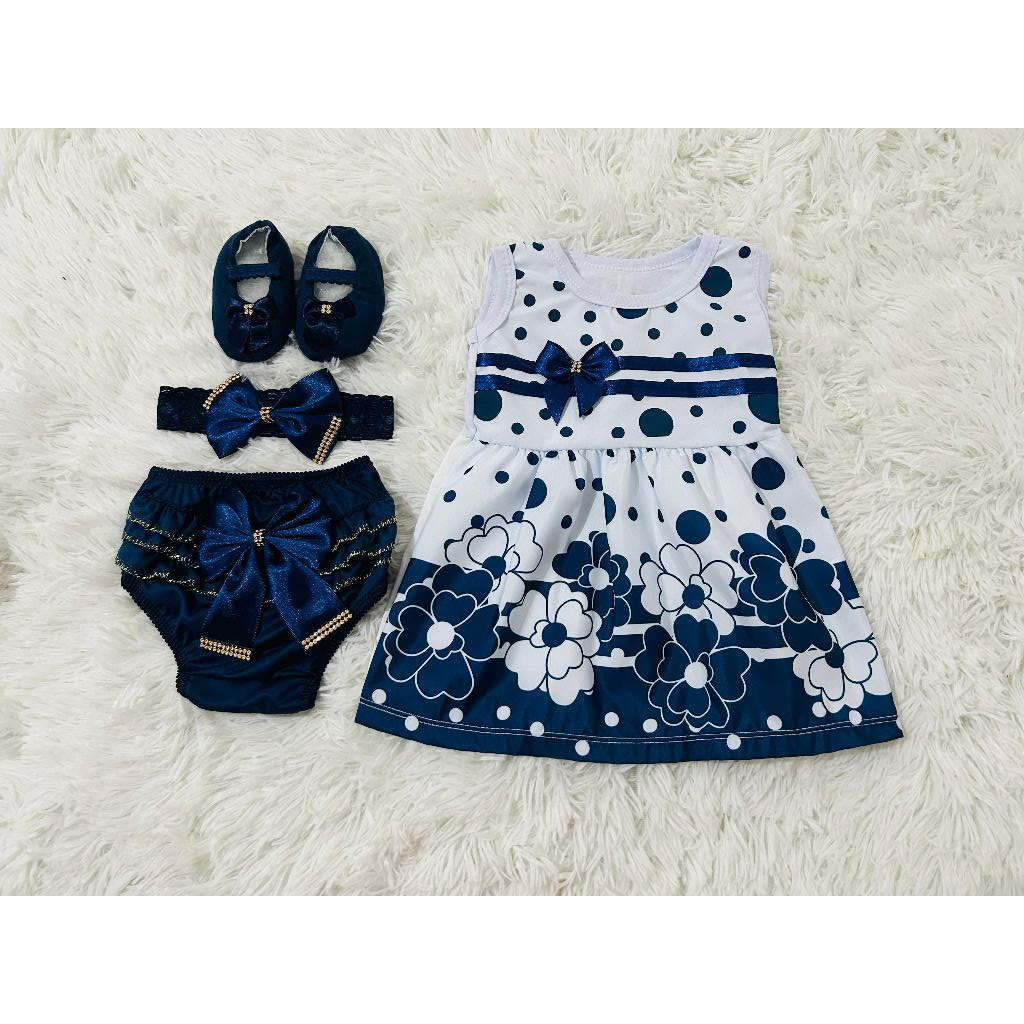 Kit vestido 4 peças de bebe menina