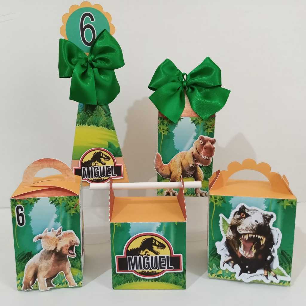 Kit Festa Infantil Dinossauro - 20 Lembrancinhas - Aniversário - Caixinha Personalizada