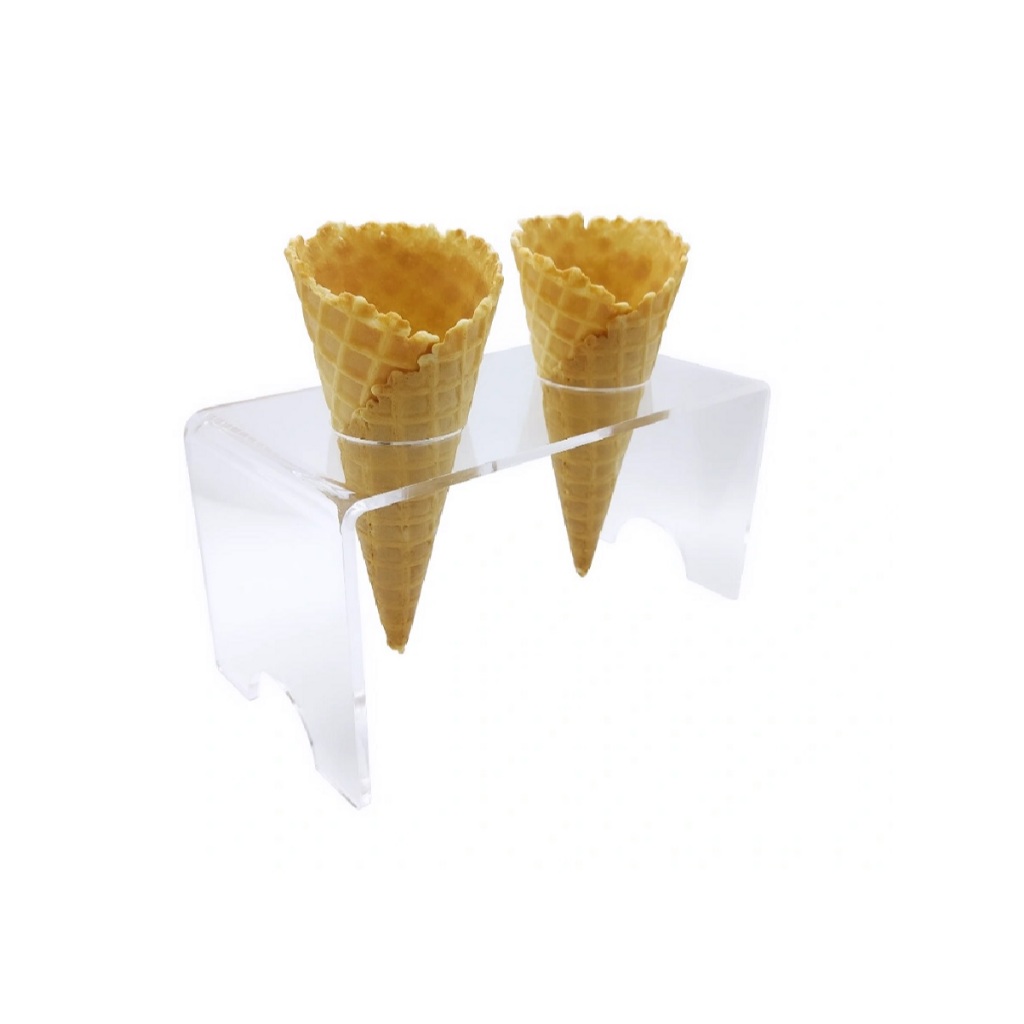 Suporte Pizza Porta Cone Temaki Sorvete Doce Batatas Mesa Casquinha Cascão Acrílico Cristal 2 Furos