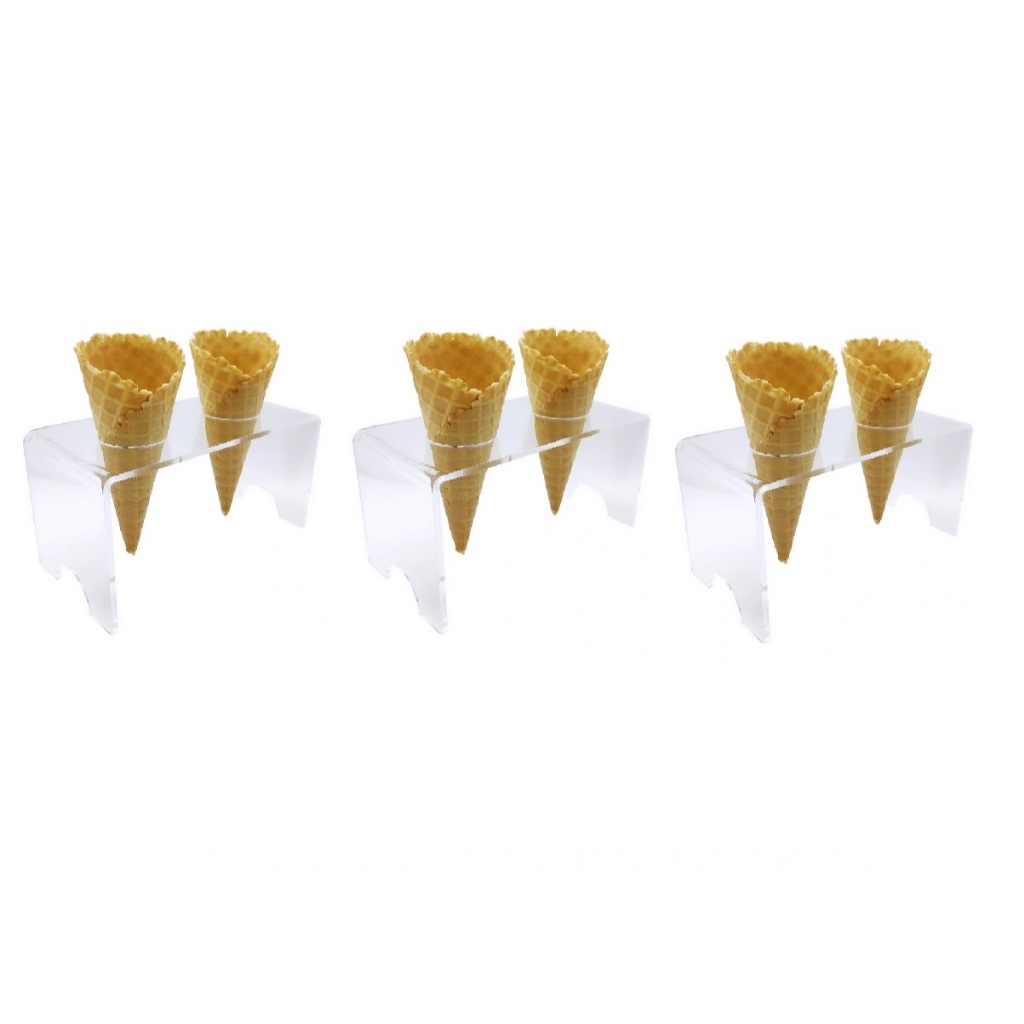 Suporte Pizza Porta Cone Temaki Sorvete Doce Batatas Mesa Casquinha Cascão Acrílico 2 Furos 03UND