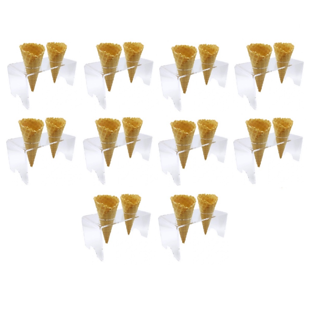 Suporte Pizza Porta Cone Temaki Sorvete Doce Batatas Mesa Casquinha Cascão Acrílico 2 Furos 10UND