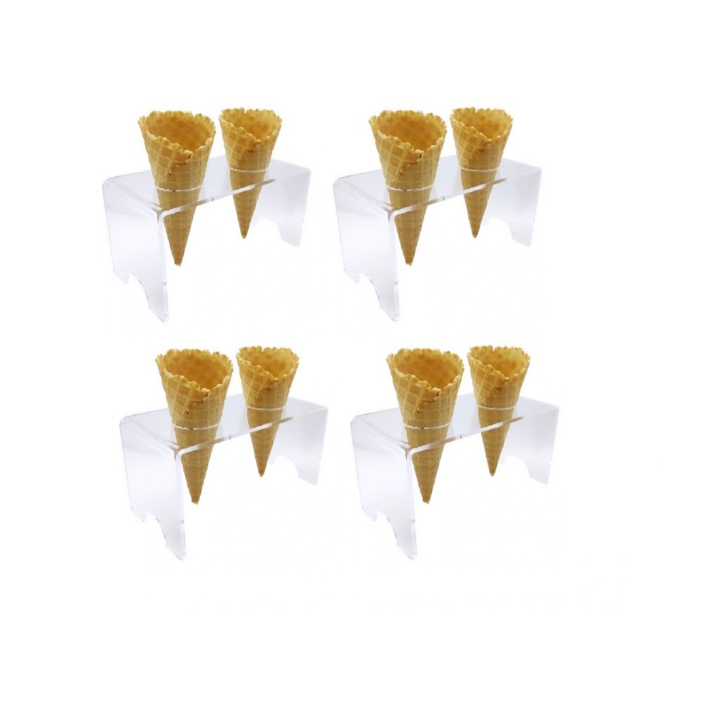 Suporte Pizza Porta Cone Temaki Sorvete Doce Batatas Mesa Casquinha Cascão Acrílico 2 Furos 04UND