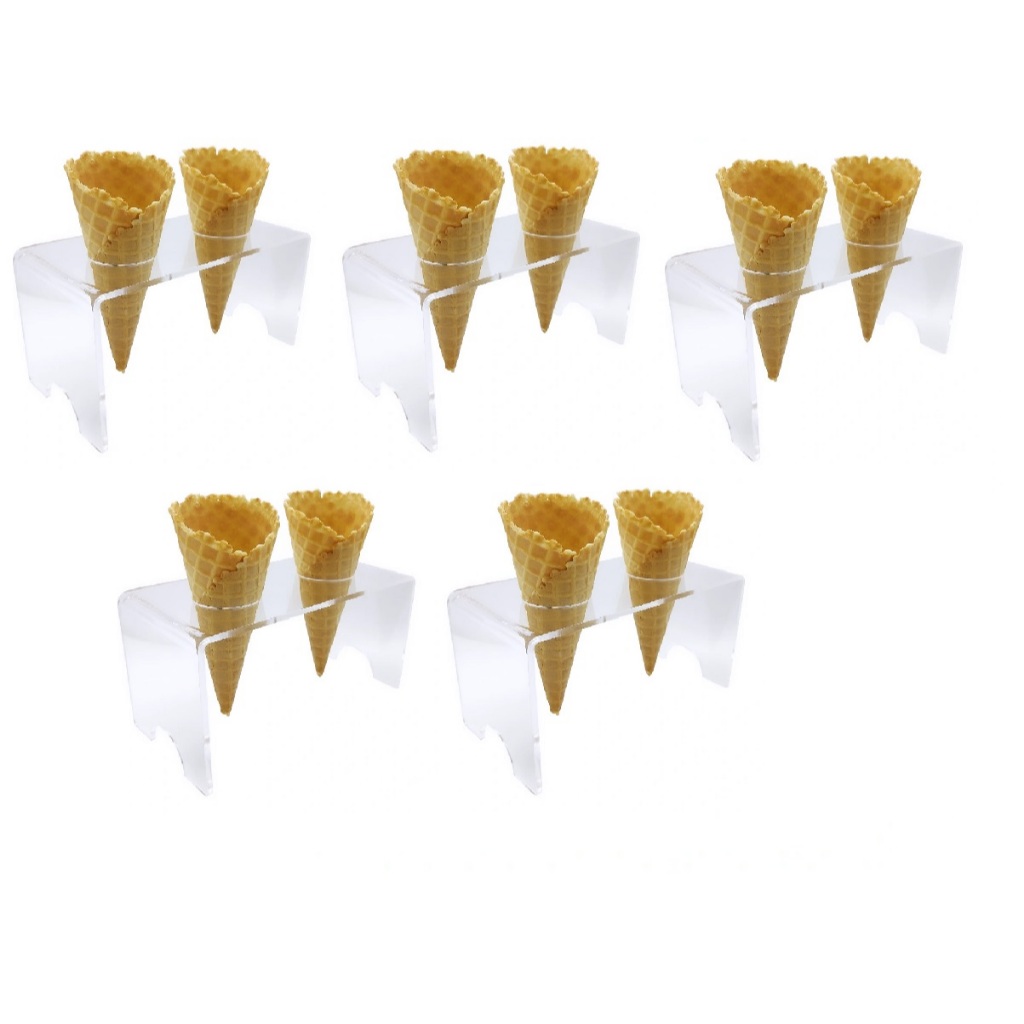 Suporte Pizza Porta Cone Temaki Sorvete Doce Batatas Mesa Casquinha Cascão Acrílico 2 Furos 05UND