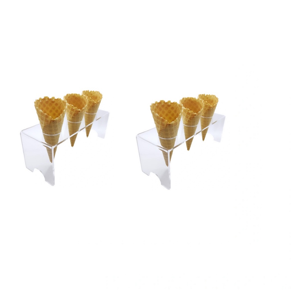 Suporte Pizza Porta Cone Temaki Sorvete Doce Batatas Mesa Casquinha Cascão Acrílico 3 Furos 02UND