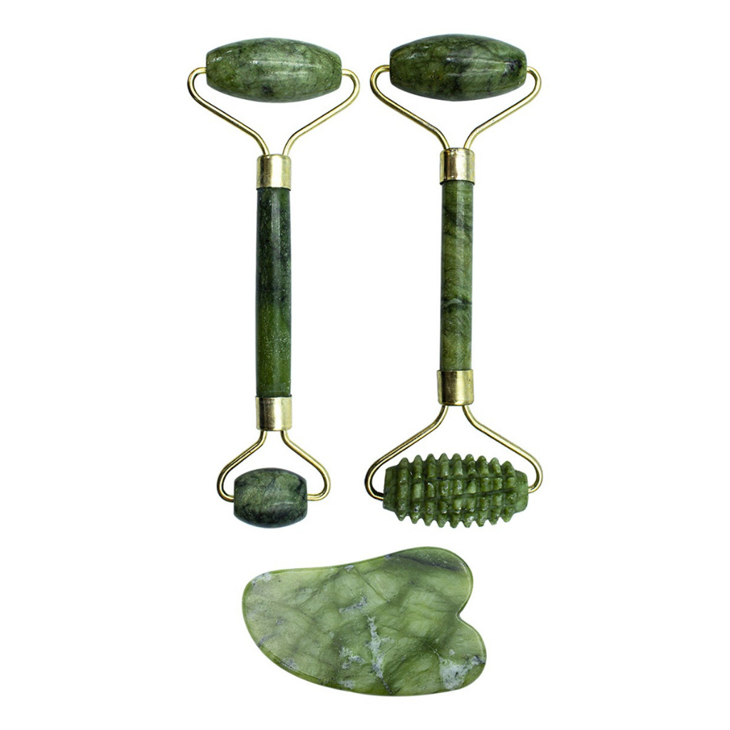 Kit Rolo Pedras De Jade Rolos E Gua Sha Jade Cuidados Com A Pele SkinCare