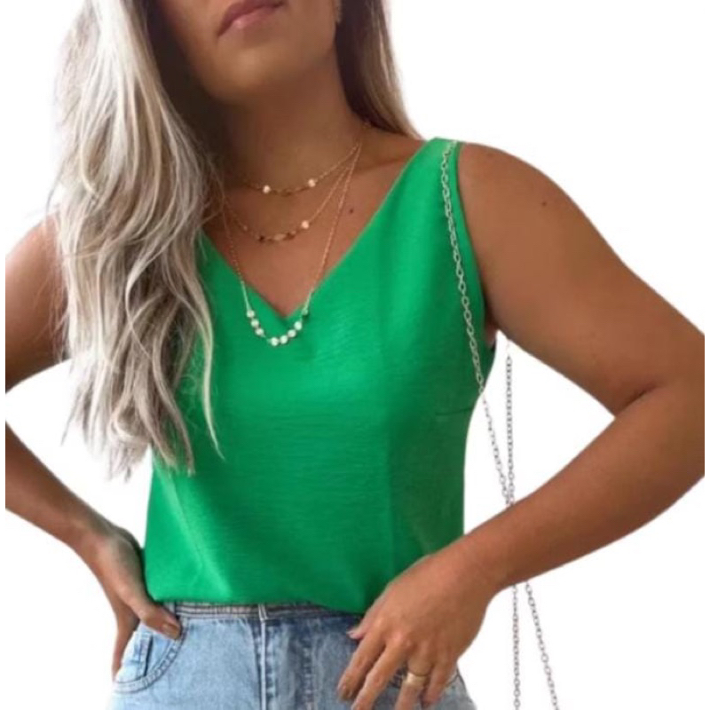 Blusa Regata Feminina Alça Larga Grossa Duna Regata Lisa Básica Elegante