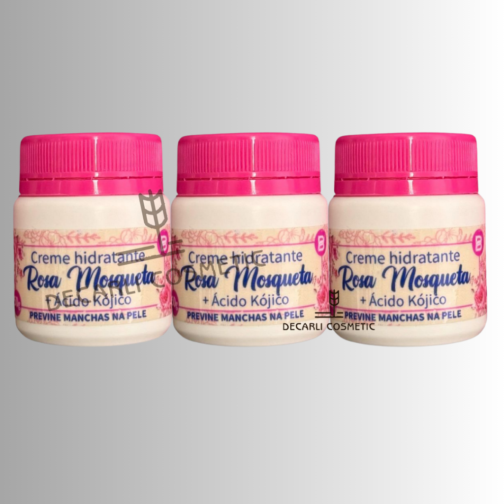 3 UN Creme de Rosa Mosqueta 50g antienvelhecimento, Elasticidade.