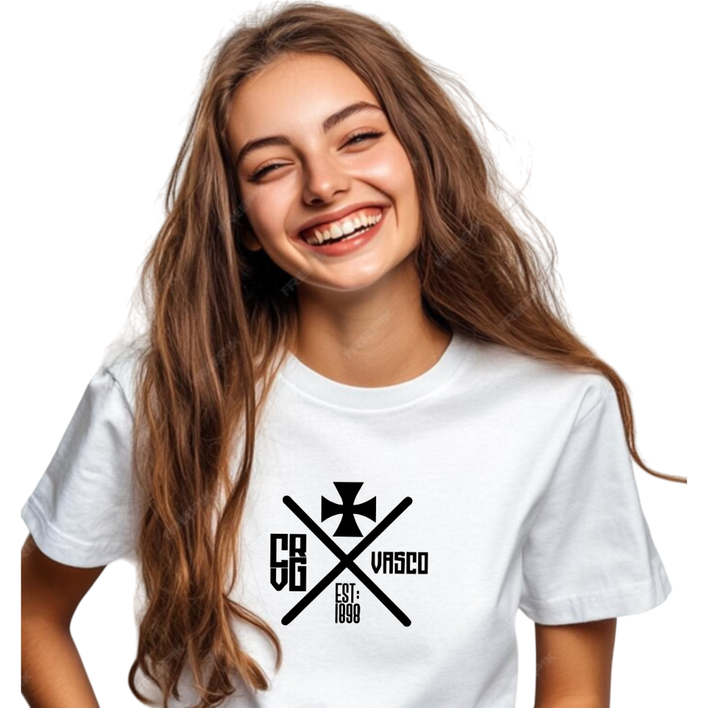 Camisa Feminina de Algodão Vasco CRVG - Estilo e Conforto com a Cruz de Malta Promoção Oferta