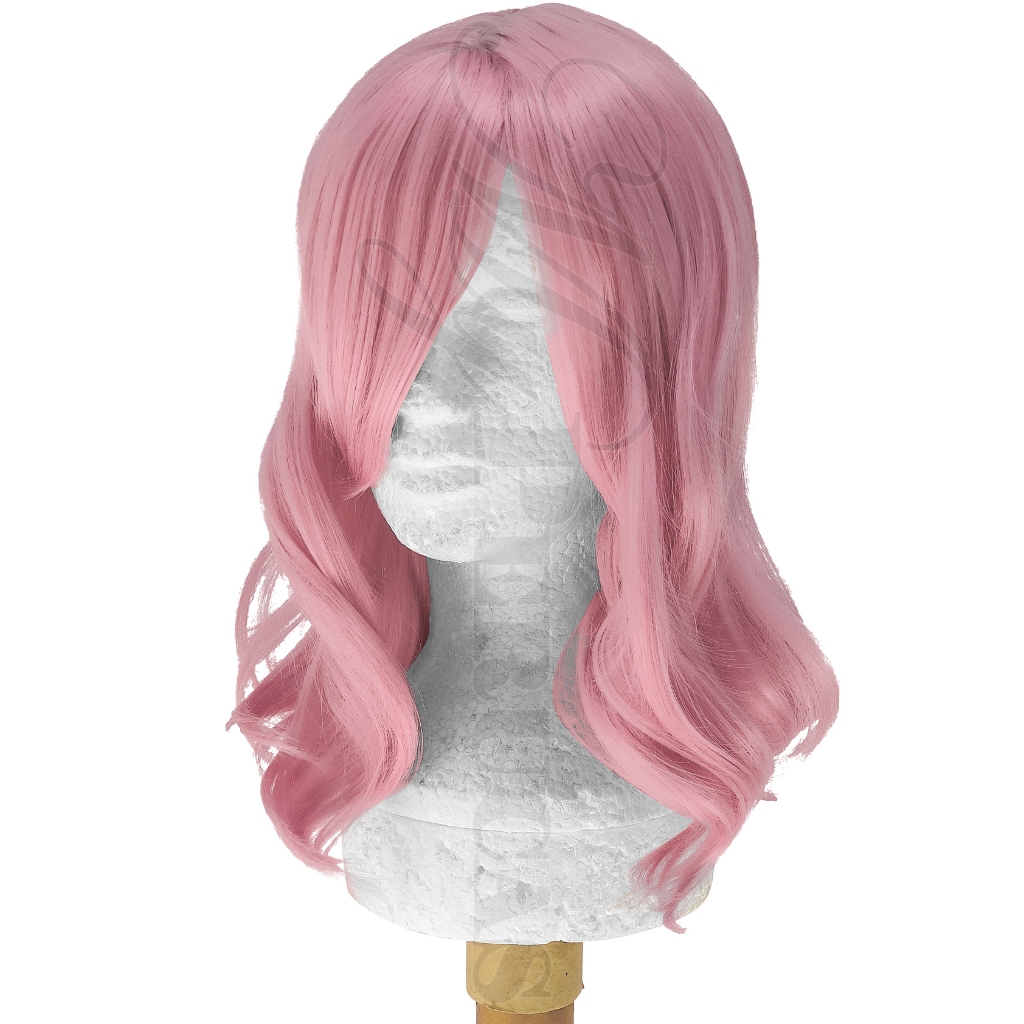 Peruca Rosa Ondulada Média C/ Franja Lolita Cosplay Wig — imagem 2 de 2
