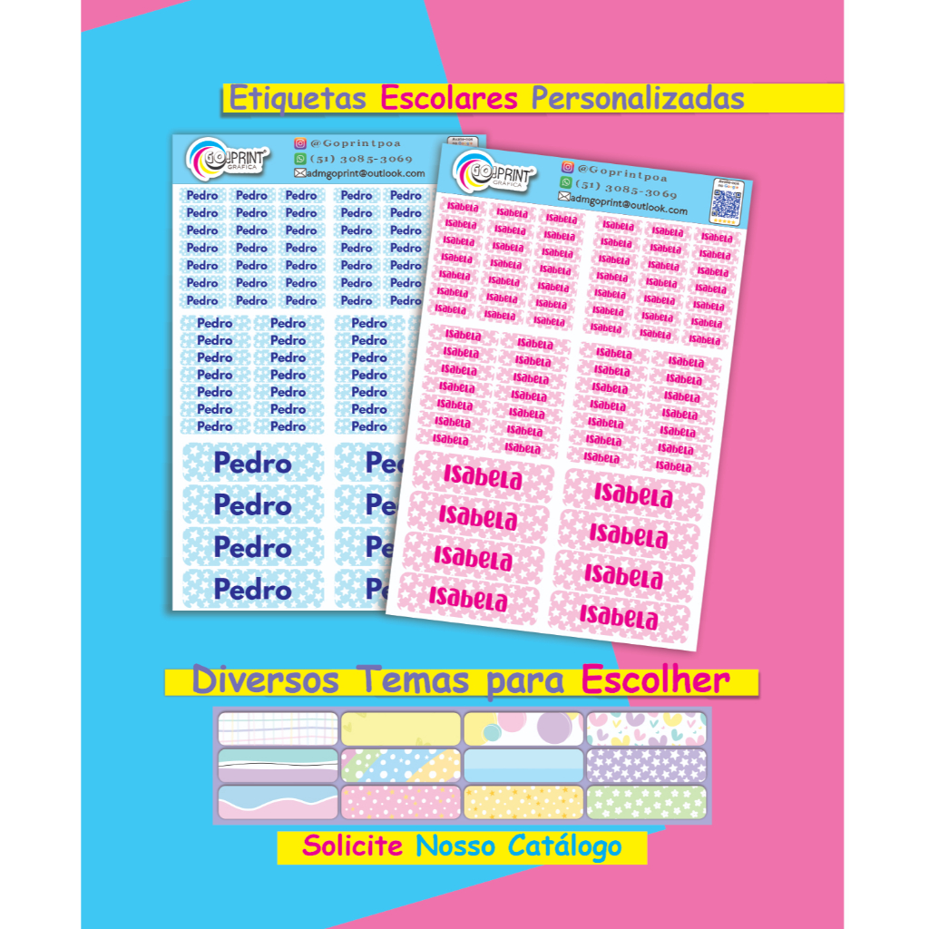 ⭐️ 78 Unid Adesivos Etiqueta Escolar Personalizado Prova D'água - Solicite nosso Catalogo 🥰