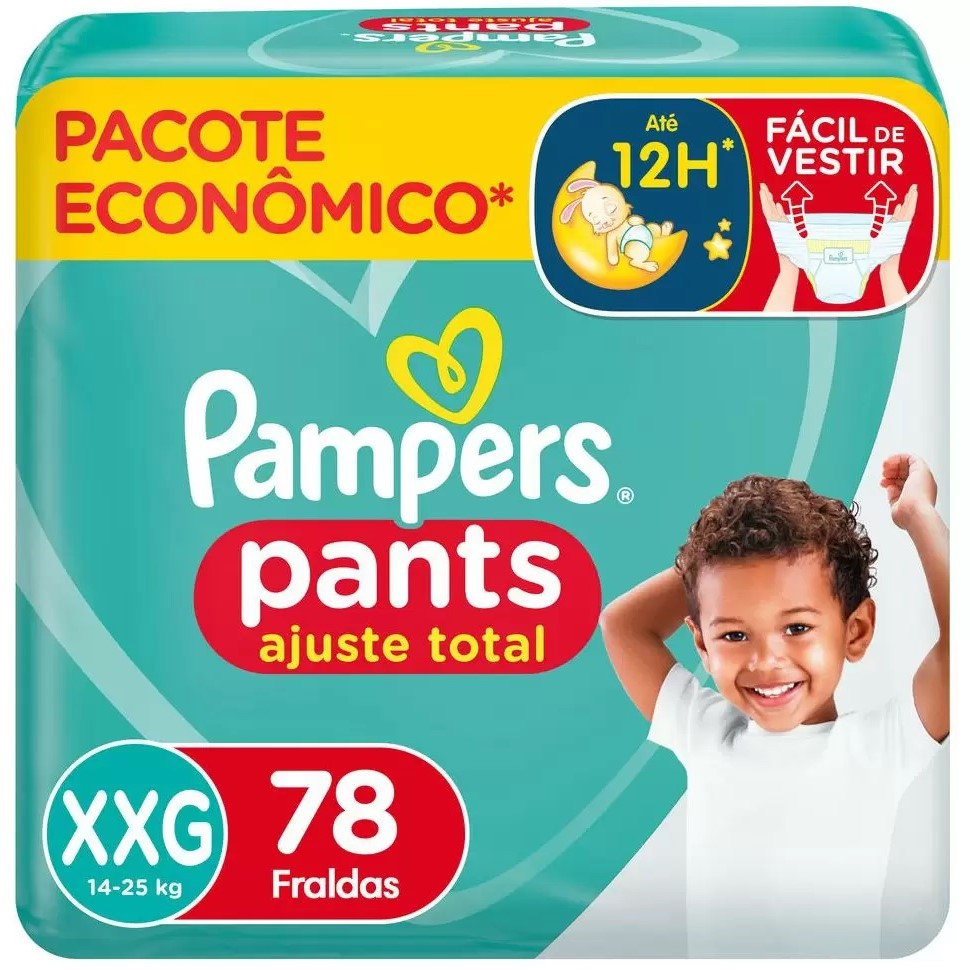 Fralda Pampers Pants Ajuste Total XXG 78 unidades - Fralda Calça