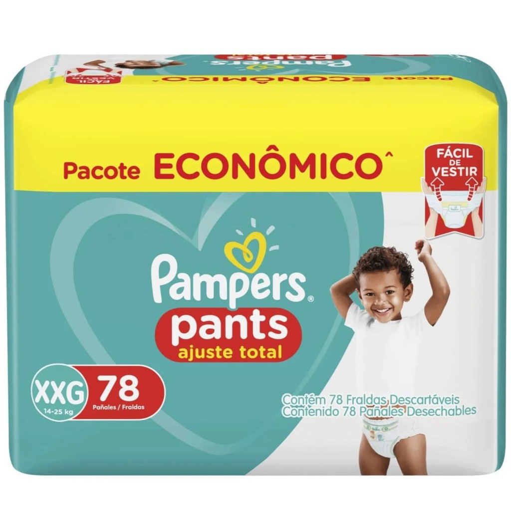 Fralda Pampers Pants Ajuste Total XXG 78 unidades - Fralda Calça