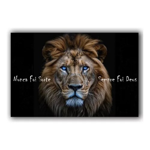 Quadro Decorativo 50x30 Leão Olhos Nunca Foi Sorte Sala Hd Luxo Premium