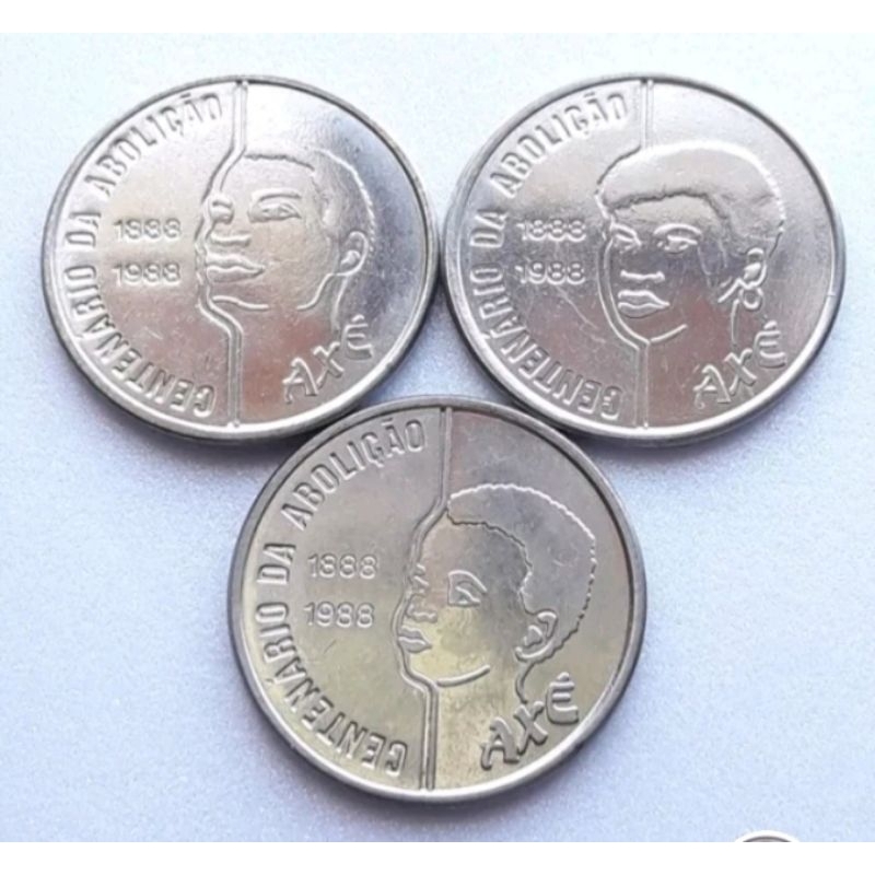 Moedas Trio Axé 1988 comemorativa ao Centenário da Abolição.