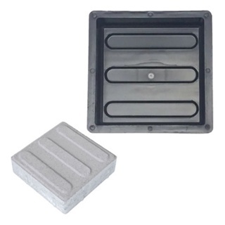 Kit 10pc Forma p Fabricar Bloquete Direcional 20x20x4 Molde 3 Linhas Guia Cego Piso Tátil