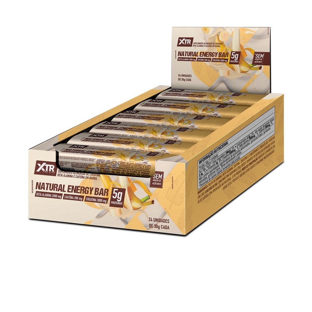 Barra de Proteina Vegana Cafeína + Creatina + Beta alanina  Display 24 Unidades