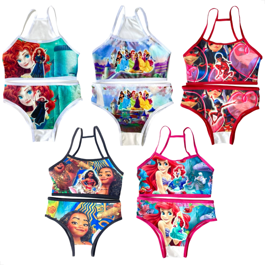 KIT 5 Conjunto Roupa Infantil Menina Moça Wega Sublimado Personagens Disney em Oferta na Shopee