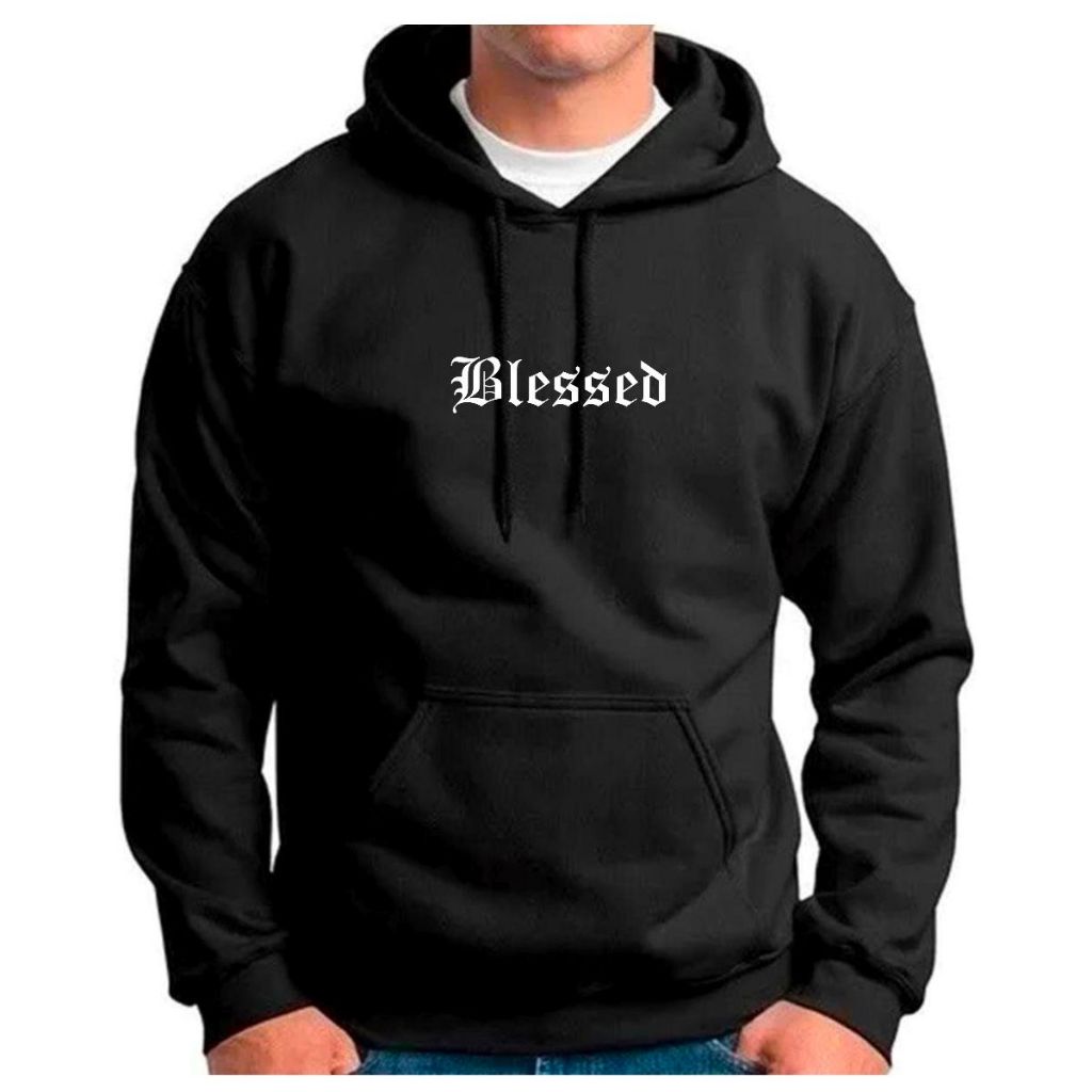 Moletom Masculino Blessed  Abençoado Jesus  Religião Oferta