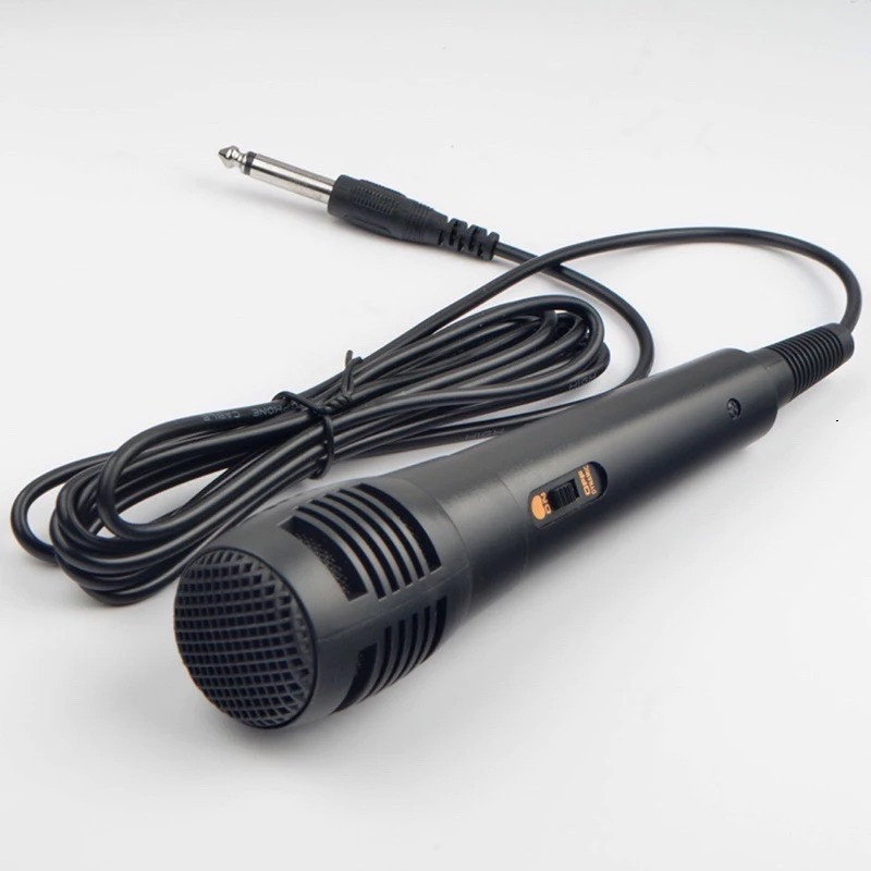 Microfone Dinâmico Profissional Palestras Com Fio Cabo P10 Chave Botão Mic On/Off Karaokê