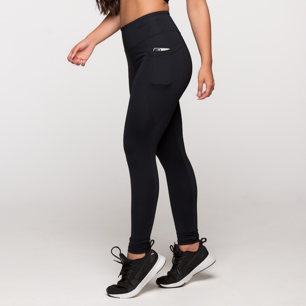 Calça Legging Fitness Feminina Academia Poliamida Com Bolso na Lateral Básica Lo