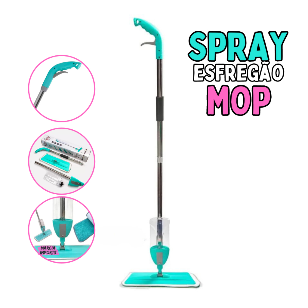 Esfregão mop Spray Rodo com Reservatório Com Refil de Microfibra Rodo Mágico Top