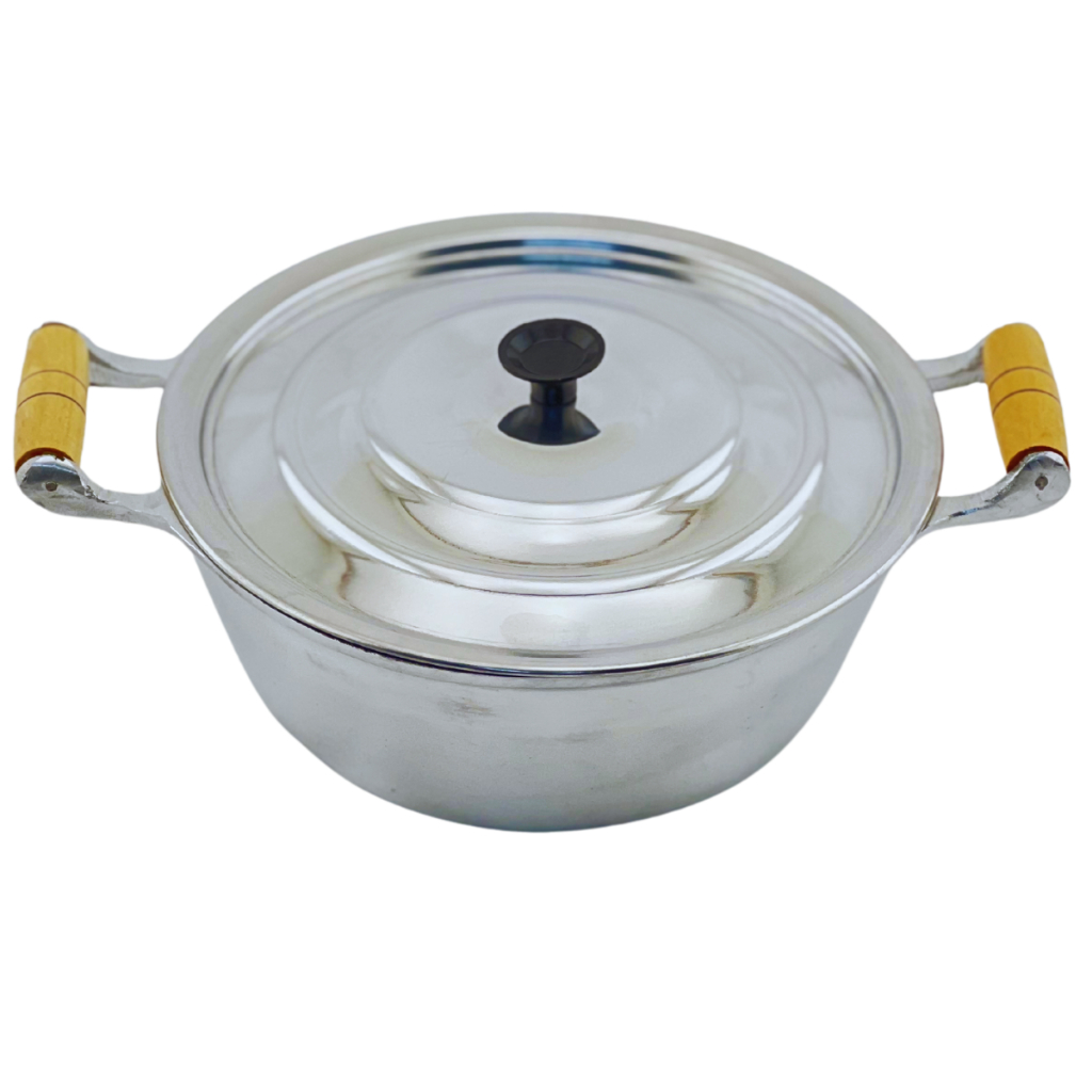 Imagem Panela Grande Premium Alumínio Fundido Batido Grosso Cabo Madeira Envernizada