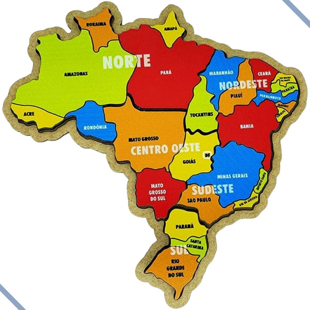 Quebra-Cabeça Mapa Brasil Pequeno - Pedagógico - MDF