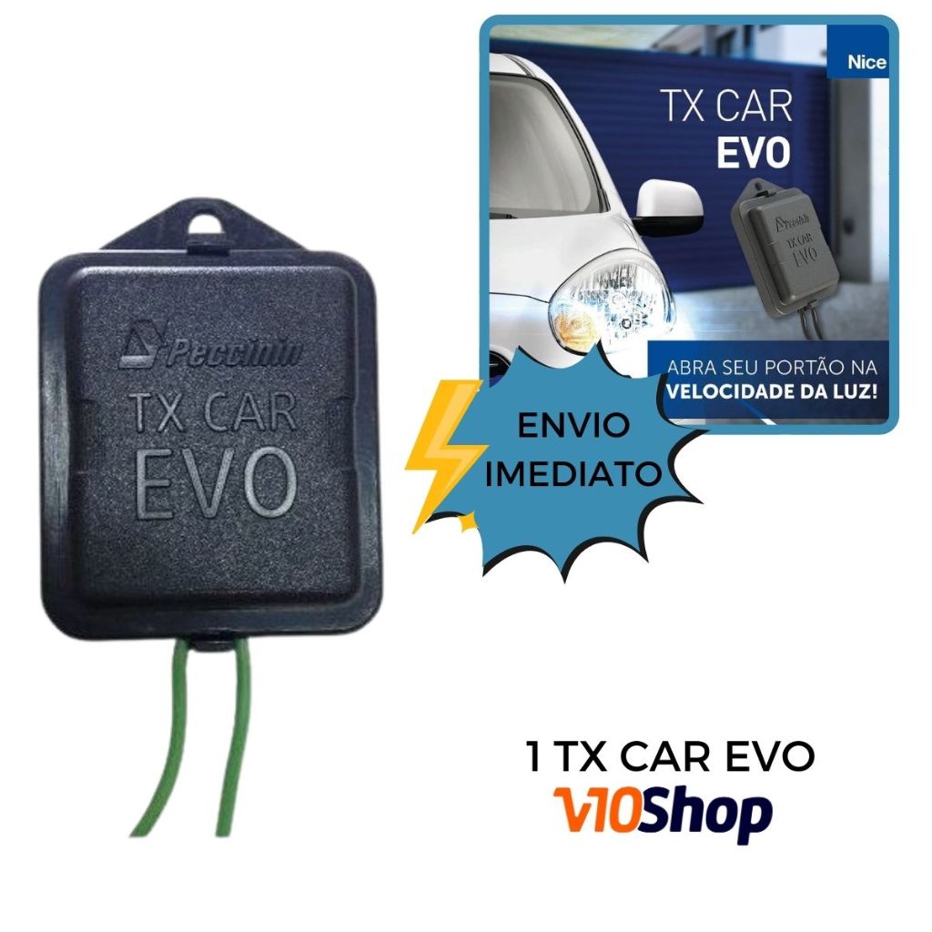 Controle Remoto Tx Car Evo Peccinin Nice Para Abertura de portão com Faróis de Carro E Moto 433mhz