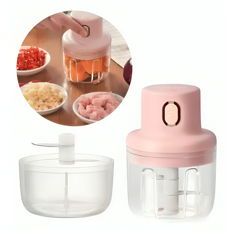 Mini Picador Triturador de Alimentos Elétrico Recarregável 3 Lâminas 250ML