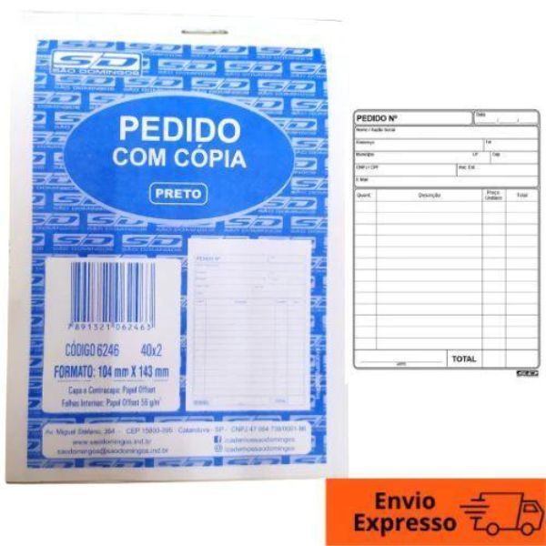 Talão De Pedido C/ Cópia Preto 1/36 2 Vias 40x2 Pacote C/ 5/10/20 UN - Animativa