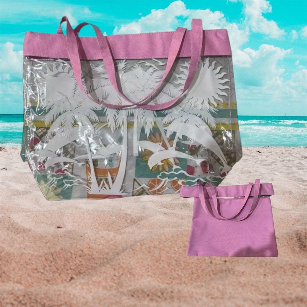 Bolsa de Praia Nécessaire Tropical Bolsa Piscina Praia Sacola Coqueiro Golfinhos ENVIO IMEDIATO