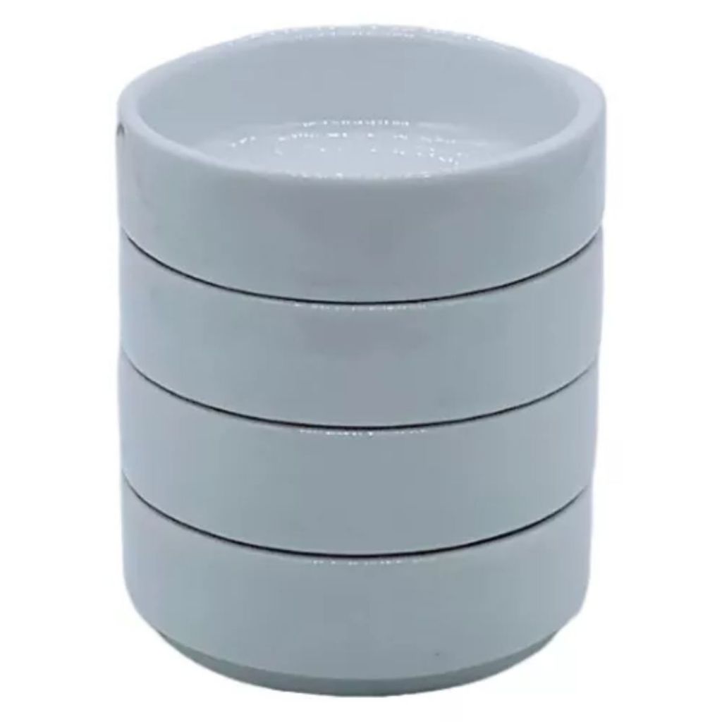 Kit 4 Porta Pate Porcelana Redondo Mini Simples Molheira Manteigueira