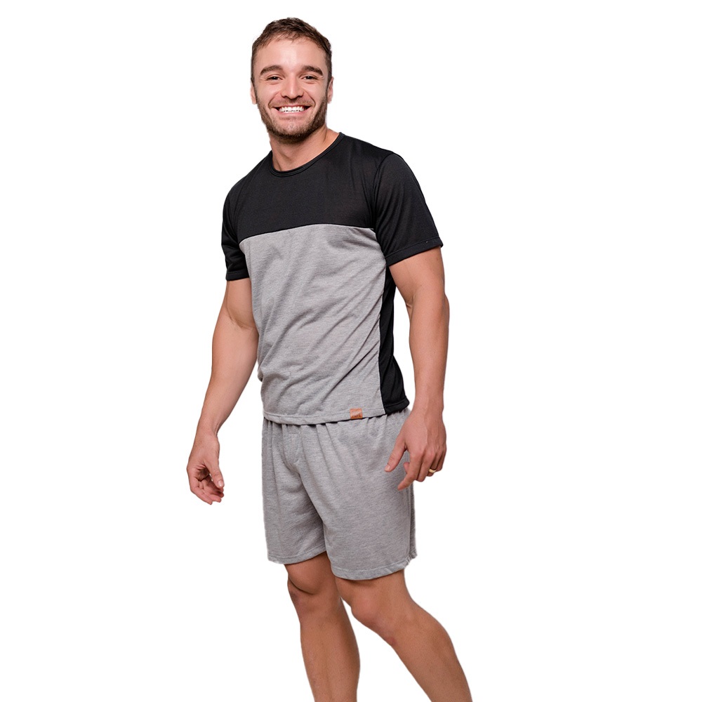 Pijama Masculino Camiseta Lisa e Shorts Diones Conforto Garantido Para Seu Descanso em Oferta na Shopee