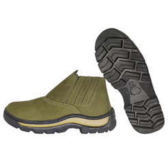 Bota Botina De Segurança Epi Couro Nobuck Macia Confortavel Verde 36 Ao 43