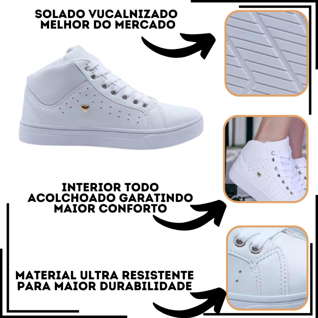 Bota Feminina Tênis Casual Feminino Botinha NP Moda Blogueira Linda Estilo Envio Rápido Várias Cores — imagem 2 de 2