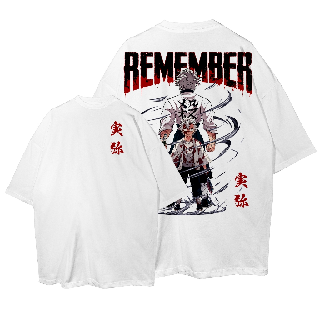 Camiseta Oversized Remember Sanemi Demon Slayer Streetwear Camisa Unissex em Oferta na Shopee