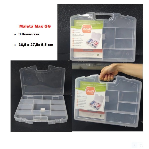 Maleta Max Organizador 36X25CM Transparente C/9 Divisórias Usual Utilidades De Casa - 711