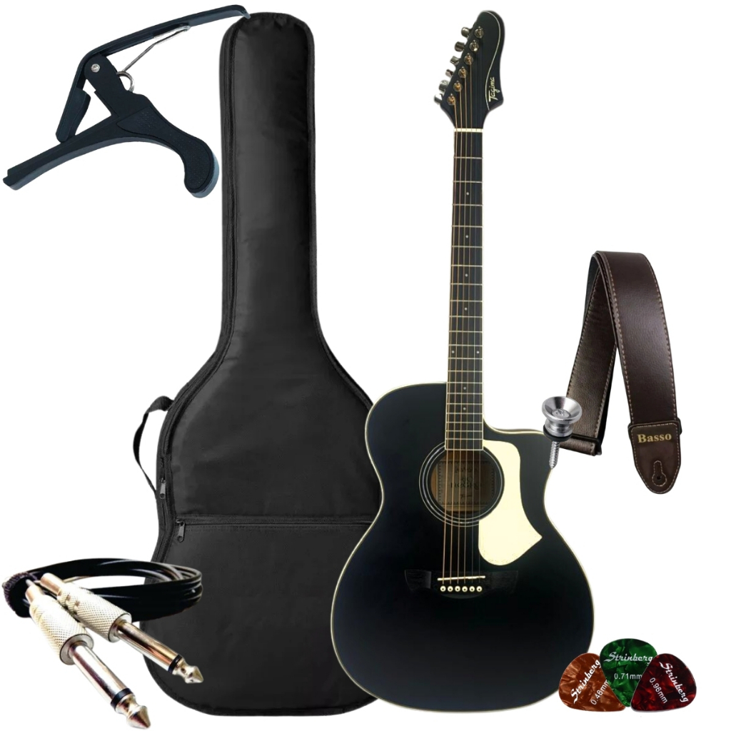 Kit Violão Tagima Rio Negro Elétrico Grand Auditorium Aço + Acessórios em Oferta na Shopee