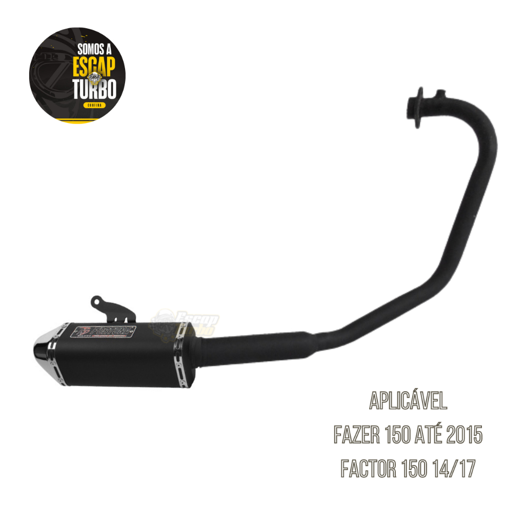 Escapamento Factor 150 2015 Em Diante / Fazer 150 15 Em Diante Mini Tri Curva Preta