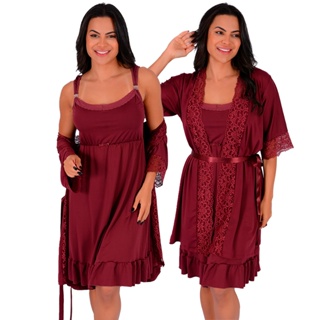 Kit Camisola Amamentação mais Robe Mamãe Bebê Microfibra e Renda Moda Feminina Maternidade| 0184.850 em Oferta na Shopee