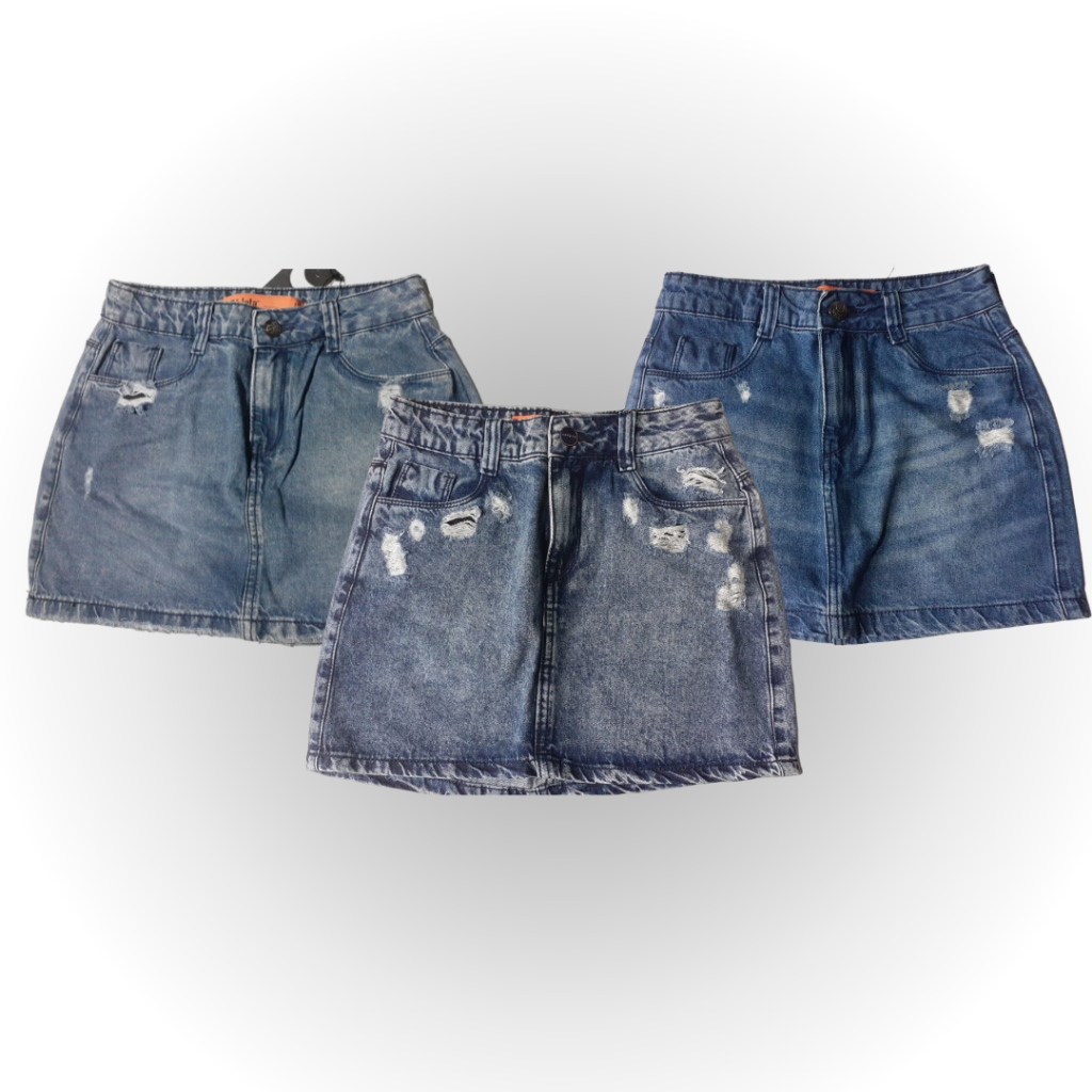 Saia Jeans Curta Mini Saia Saia Jeans 100% Algodão Saia Curta Cintura Alta.