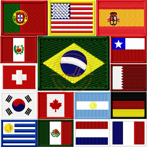 Bandeira Bordada Países - Mini Bandeira | Diversos Países (4x3cm)