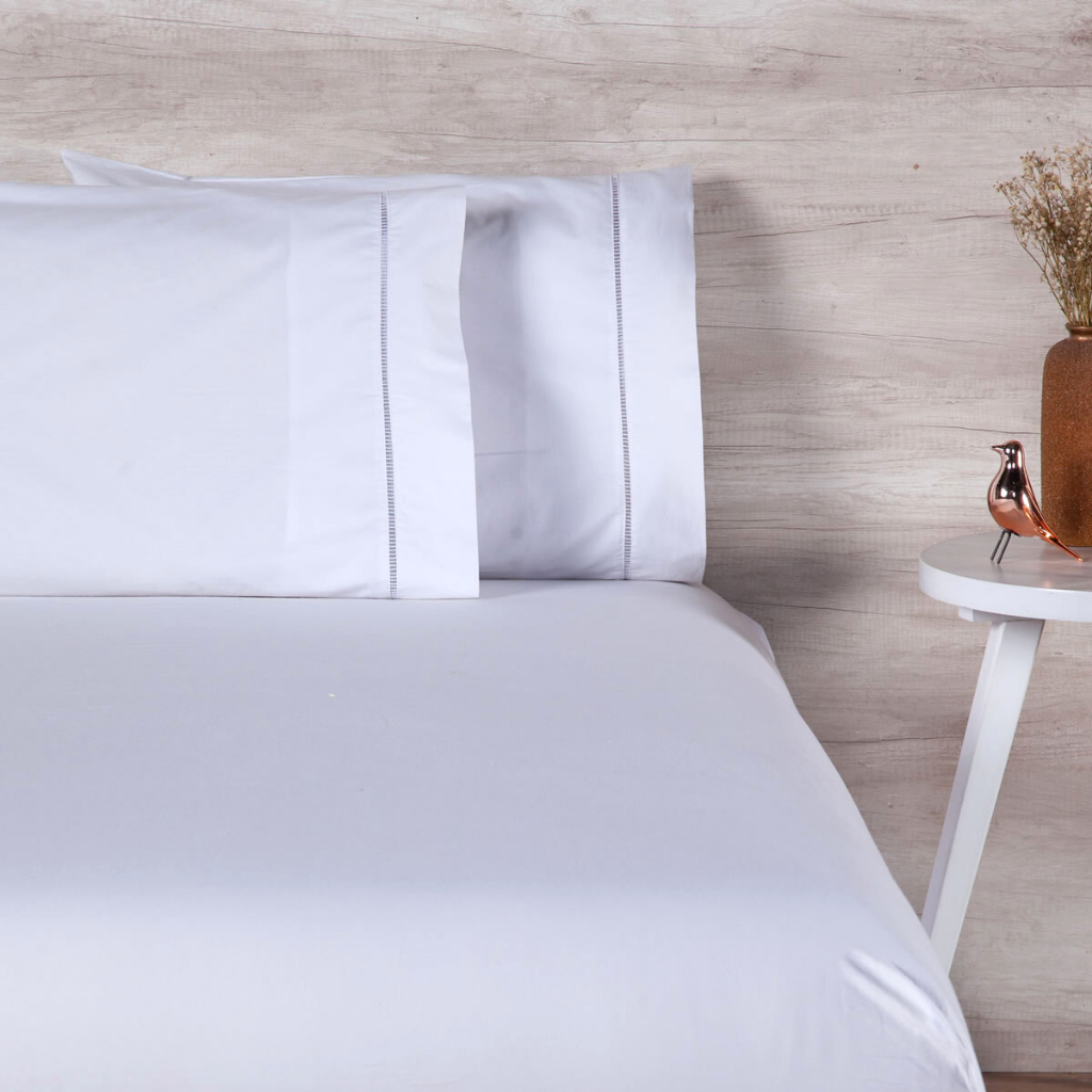 Kit Jogo de Lençol Queen 200 Fios Ponto Palito Branco Kit 3 Jogos de Cama Queen